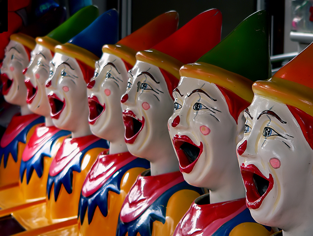 Row of fake clowns