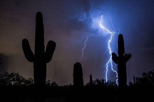 Blue lightning in the desert