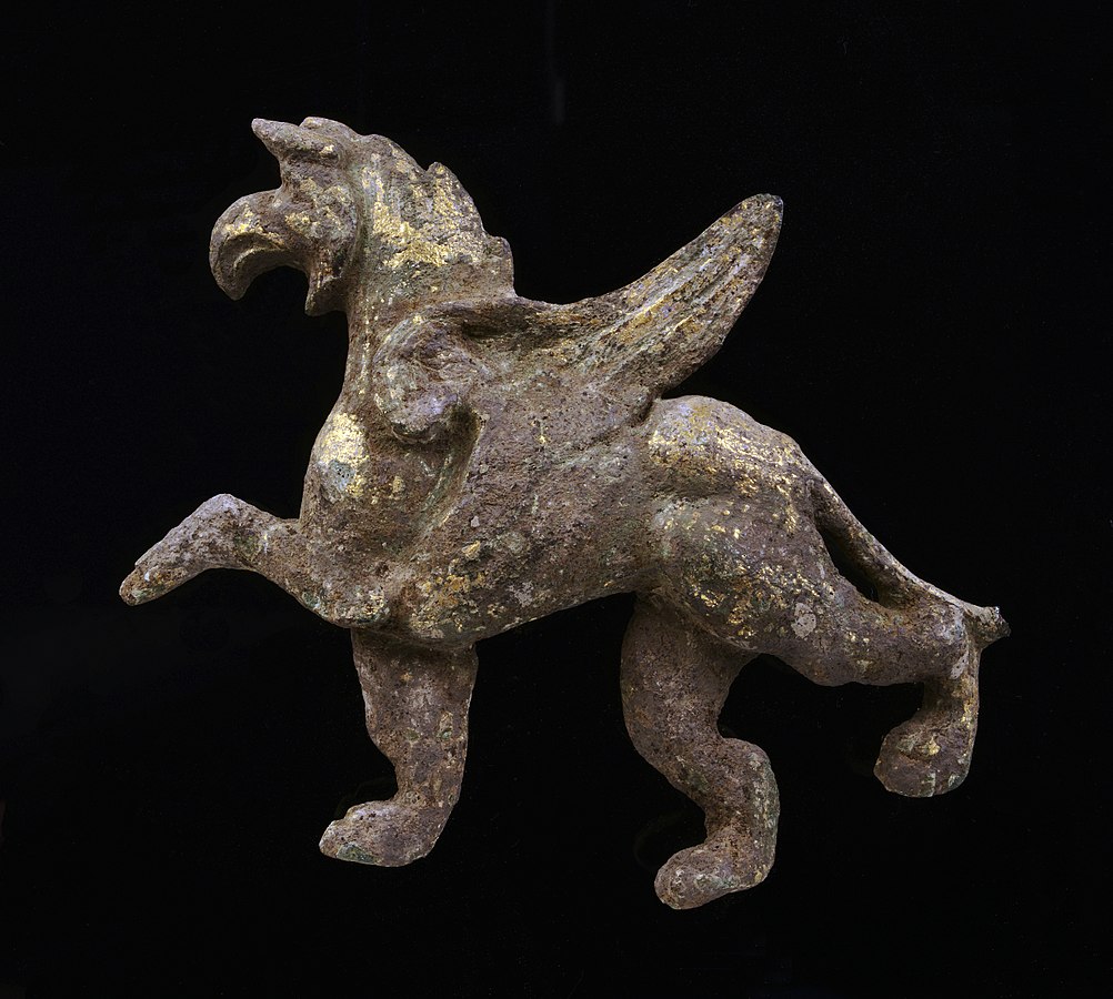 Bronze figure of a griffin