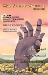 Cover art for MSJ Spring 2019, featuring an over-sized human hand reaching upward from the ground