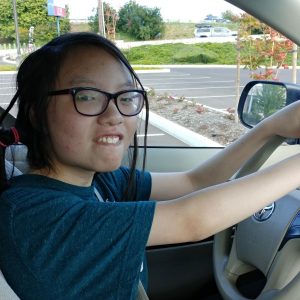 Author Kayleigh Taylor practicing her driving skills
